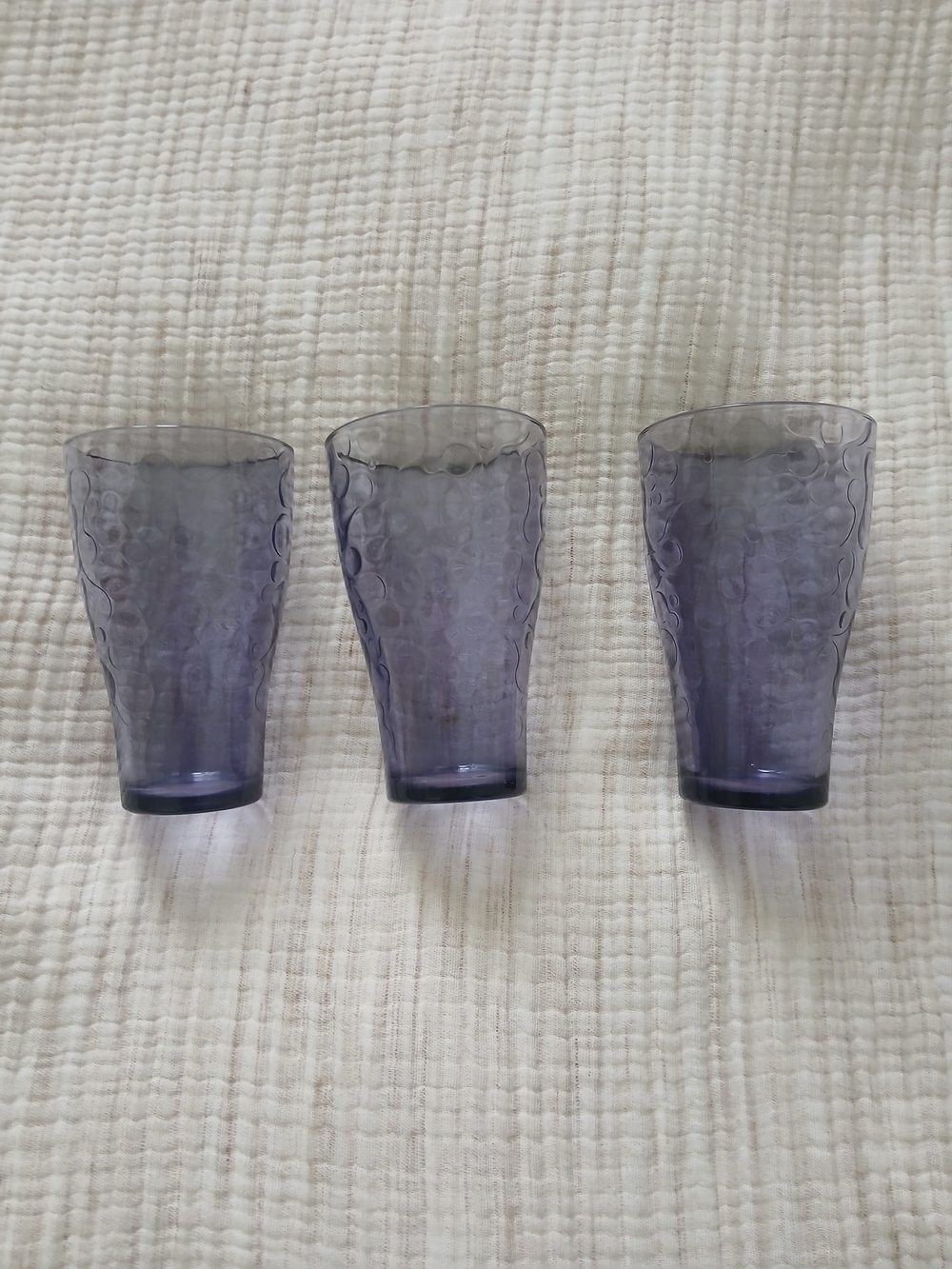 Vintage IKEA Purple Textured Glass Tumbler - Set of 3
